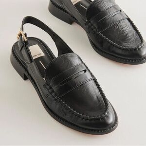 DV Black Leather Slingback Penny Loafer - Women US9